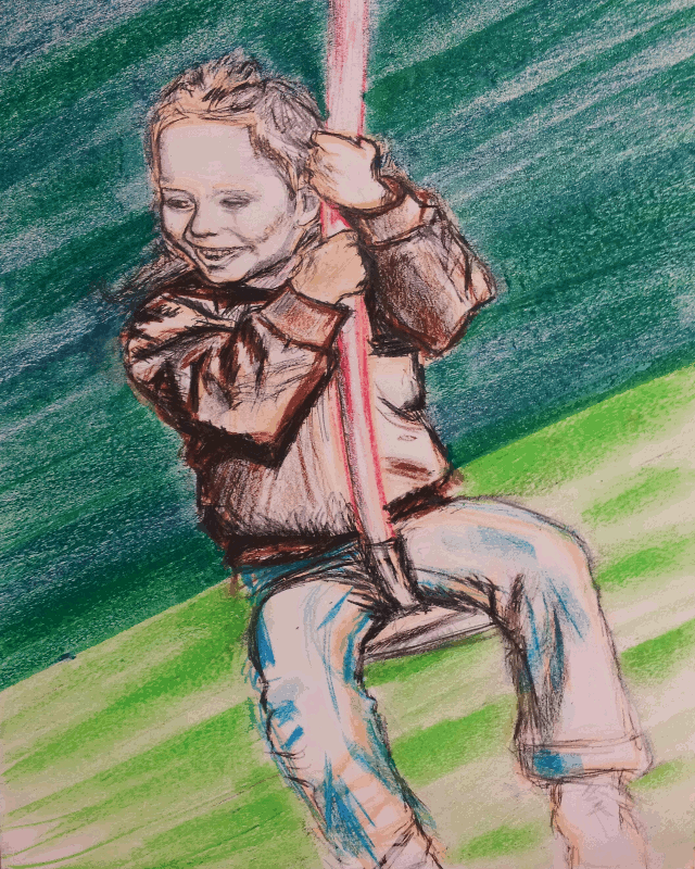 Kind auf Seilbahn